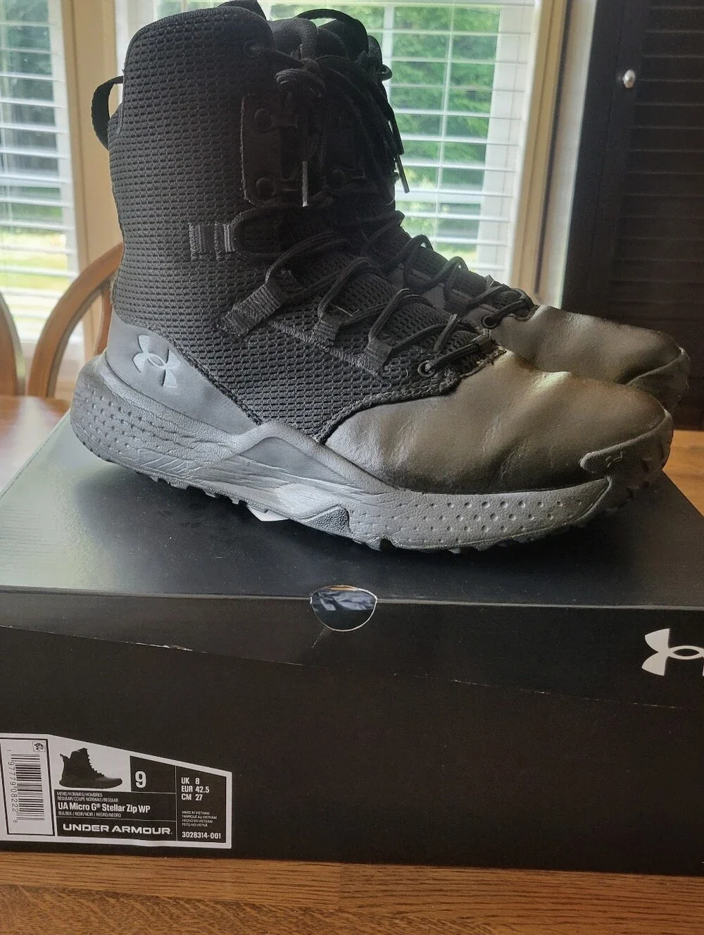 Under Armour Men's Black Tactical Boots - All-Black Side Zip sz9